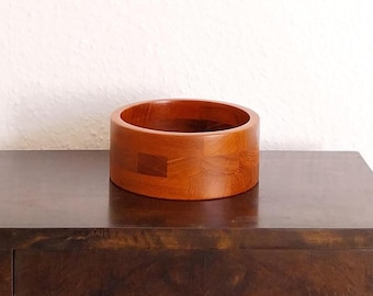 Teak bowl vintage Danish teakwood bowl large stavered fruit bowl wooden vintage bowl segmented Scandinavian mid century decor round teakbowl