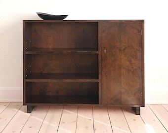 Swedish antique sideboard cabinet dark wood Scandinavian vintage sideboard walnut 1940s cabinet with door Swedish functionalism furniture