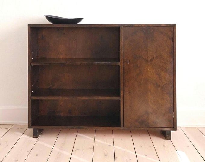 Swedish antique sideboard cabinet dark wood Scandinavian vintage sideboard walnut 1940s cabinet with door Swedish functionalism furniture
