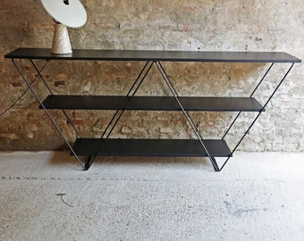 Vintage ikea bookshelf, black wire shelf, Vintage metal shelf, floating shelves, Postmodern furniture, ikea Kavat, minimalist shelves