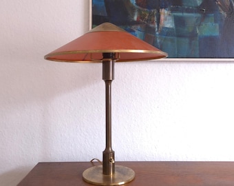 Fog Morup lamp Danish mid century table lamp Art deco lamp brass 1930s table lamp with cone shaped lampshade T3 lamp Red vintage light brass