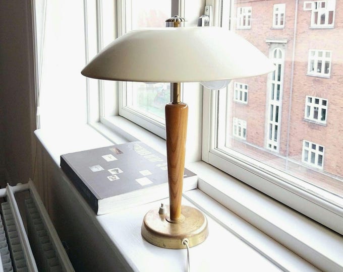 Bertil Brisborg table lamp 1940s Swedish grace brass wood desk lamp Scandinavian light antique Nordiska kompaniet table lamp original