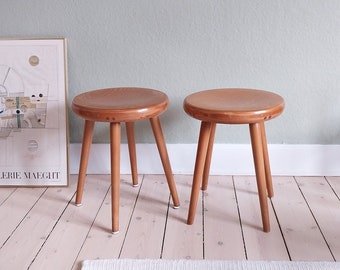 Mid century stool, wooden vintage stool, Swedish stool, mcm stool pair, sculptural stools, Danish modern furniture, dark wood stool