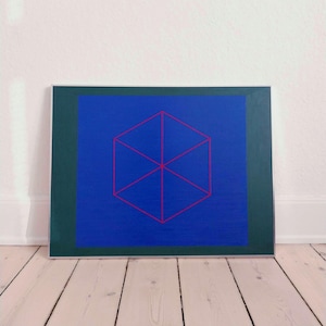KG Nilsson Mid century abstract painting geometric painting blue abstract painting with shapes Scandinavian art Mcm artwork swedish