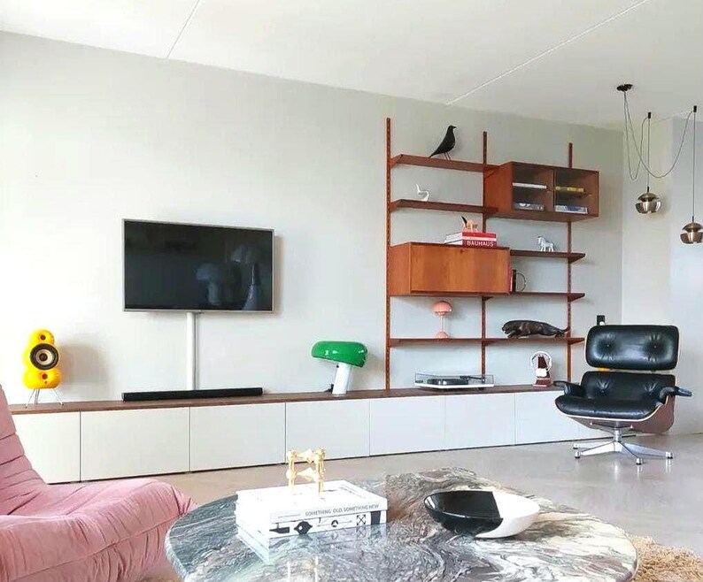 Teak Shelving Unit Mid Century Wall Unit Shelf With Desk Modular Shelf ...