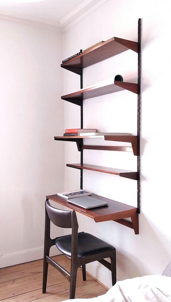 リース　#480  Nordic style Danish Rosewood Shelving Unit With Desk Mid Century Wall Unit