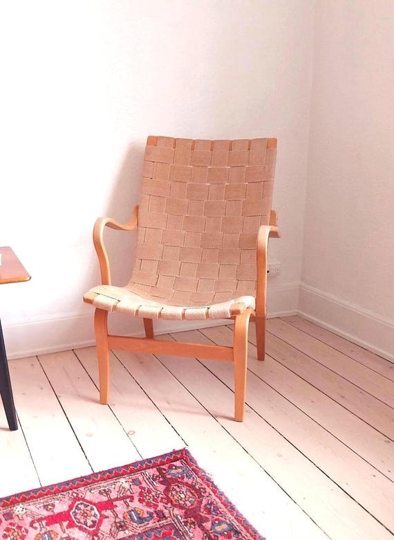 BRUNO MATHSSON/オットマン ウッド BEG Bruno Mathsson Chair Scandinavian Lounge Chair Mid Century Accent