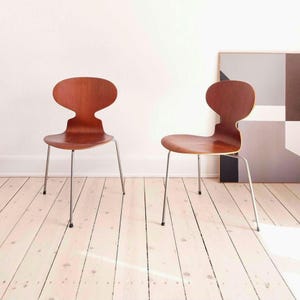 Arne Jacobsen chairs teak Ant chair original Fritz Hansen chair teak three legged mid century livingroom chair midcentury accent chair 50s