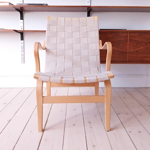 Bruno Mathsson chair, Scandinavian lounge chair wooden mid century accent chair sculptural, swedish livingroom furniture, mcm armchair vowen