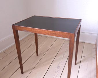 Swedish end table Art deco side table 30s antique birch table black tabletop mid century end table dark wood Scandinavian functionalism
