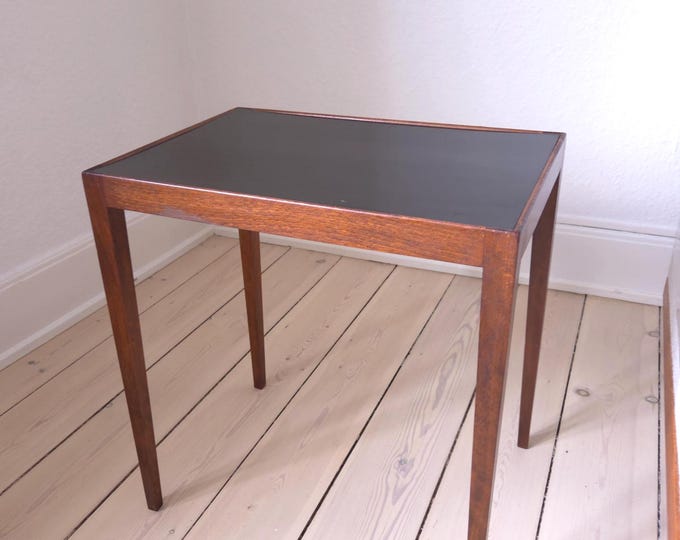 Swedish end table Art deco side table 30s antique birch table black tabletop mid century end table dark wood Scandinavian functionalism