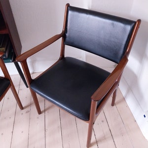 Ole Wanscher teak chair Danish lounge chair leather mid century chair living room scandinavian armchair Black leather chair midcentury chair