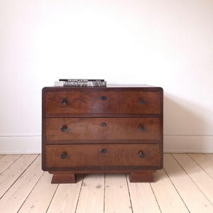 Danish mid century chest of drawers Birch dresser vintage 1940s chest of drawers rosewood functionalist dresser art deco