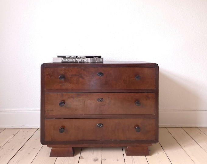 Danish mid century chest of drawers Birch dresser vintage 1940s chest of drawers rosewood functionalist dresser art deco