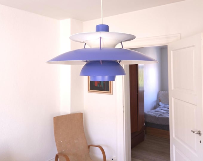 Ph 5 pendant blue vintage ph5 lamp Louis Poulsen light Danish modern pendant metal ceiling lamp multi layer Scandinavian design pendant 70s