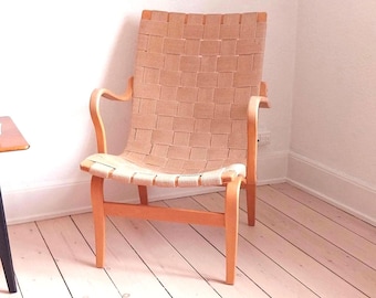 Bruno Mathsson chair mid century modern accent chair vintage bentwood chair with webbing mid century armchair original vintage lounge chair