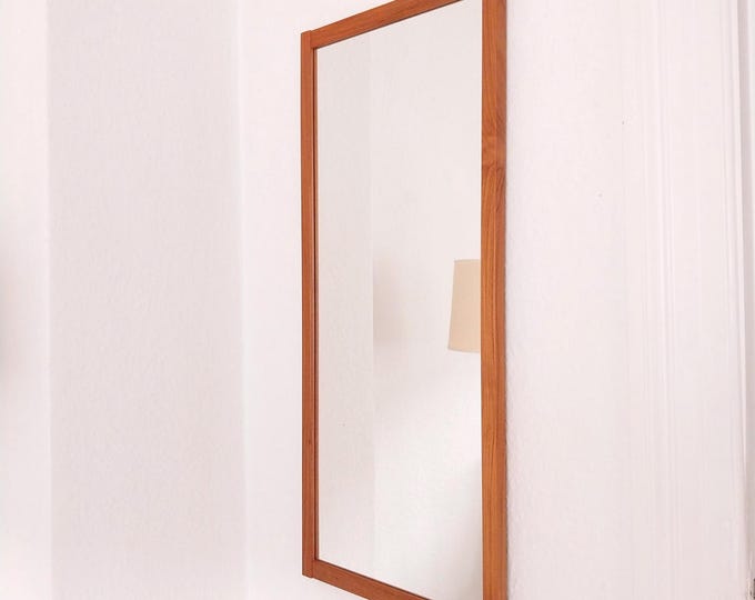 Vintage teak mirror entryway Swedish mid century mirror teakwood mirror vintage bedroom mirror tall Wooden mirror Scandinavian