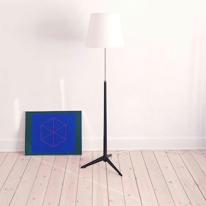 Scandinavian midcentury floor lamp vintage black floor lamp wooden mid century modern floor lamp with shade Swedish light mcm lighting 1960s