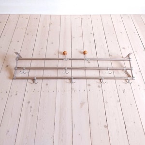 Mid century metal coat rack wall vintage coat hanger metal Bauhaus coat rack with hooks aluminum coat rack vintage coat rack Swedish