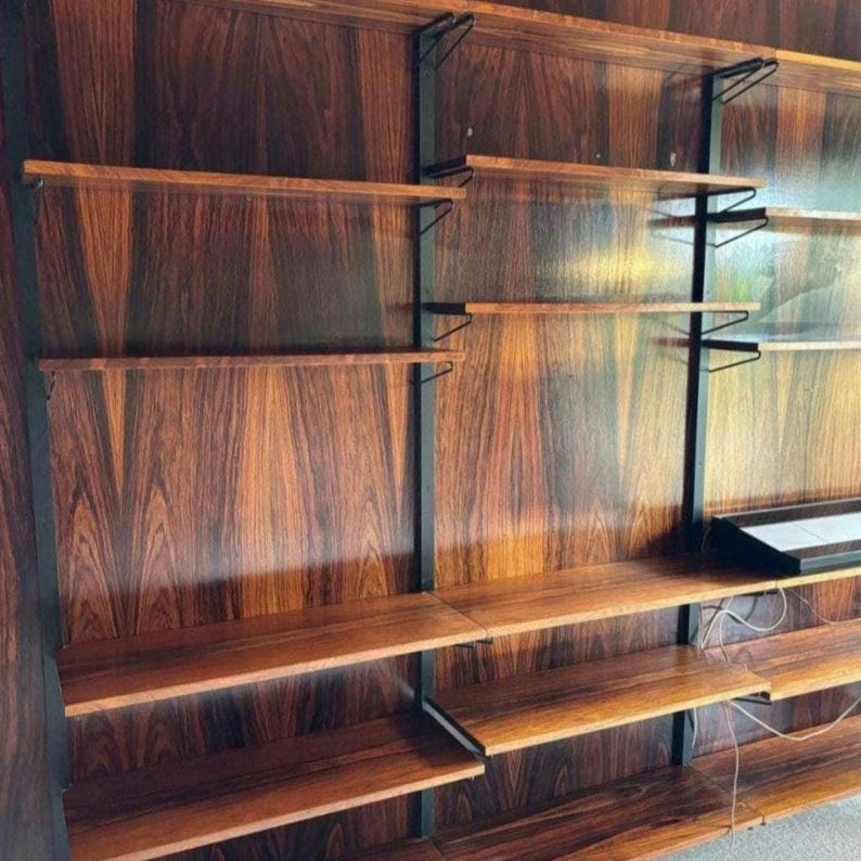 Shelving Unit Rails Danish Shelving Unit Mid Century Wall Unit Rosewood Shelving Unit Teak ...