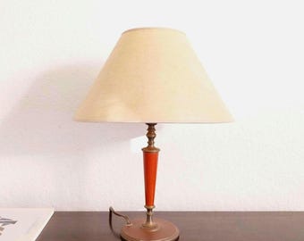 Lampada da tavolo vintage in ottone di Erik Tidstrand con paralume, lampada da tavolo di metà secolo, lampada da tavolo antica originale degli anni '30, lampada da tavolo art nouveau scandinava