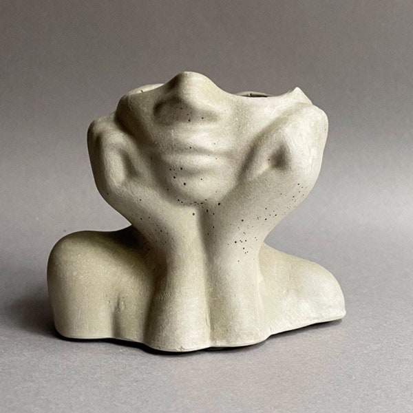 Büste „WOMAN“ aus Beton — Gesicht — Dekoration — Skulptur — Face — Büste — Topf für Pflanze — Dekovase