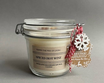 Scented candle “SPICED HOT WINE” in a glass jar (350 ml) — Candle in a glass — Scented candle — Christmas Advent candle — Christmas