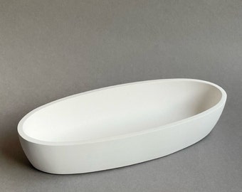 Schale S oval aus unversiegelter Keramik, off white — Platte Teller Schmuckschale Aufbewahrung aus Keramik — Keramikschale — puristisch