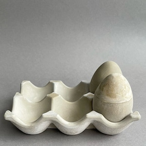 Concrete egg holder for 6 eggs — handmade, minimalist and stylish as a kitchen accessory, for the breakfast table or modern kitchen-diner