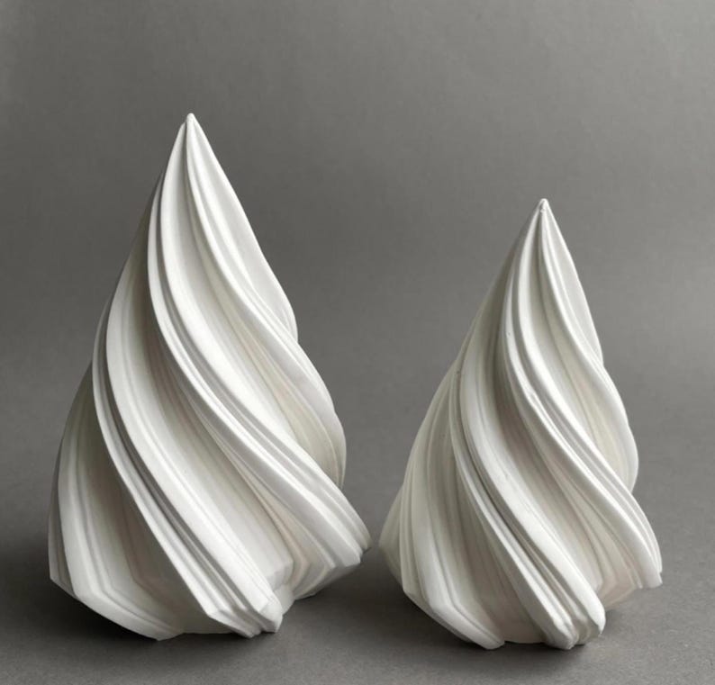 Skulpturen-Set in Off White — stilvolle minimalistische Tannenbäume — puristisch, modern — für Weihnachten und das ganze Jahr zdjęcie 1