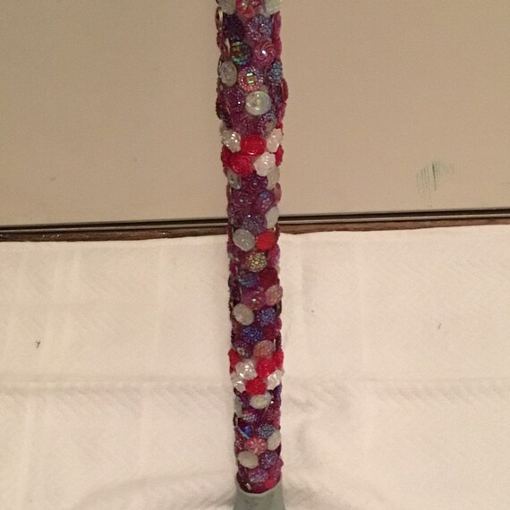 Walking Cane Decorated With Red And White Beads Etsy