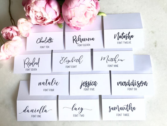 Personalised Wedding Name Place Table Cards Printed Any Font and Colour