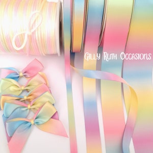 Italian Options Pastel Rainbow Satin  Ribbon 6, 10, 16, 25, 38mm Craft Gift Wrap Unicorn Colours Rope (Bows Seperate Listing)