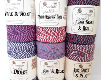 Everlasto Beautiful Bakers Cotton Twine Blue Reds & Purples 2/5 Options (see store for more)   2mm 6 Ply 2mm Craft Gift Wrap String Rope