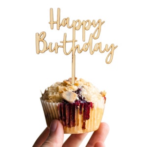 Cake Topper Holz | Happy Birthday | Verspielt