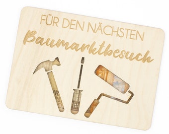 Geschenkkarte Holz | Geldgeschenk | Baumarkt