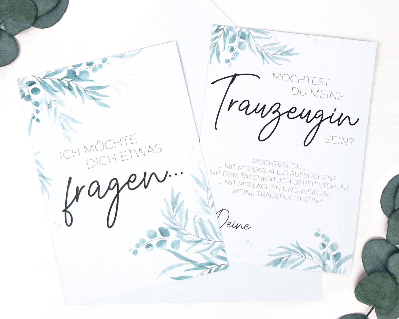 Trauzeugin Postkarte | Eukalyptus | XL Karte | A5 | Hochzeit | Willst du meine Trauzeugin sein?