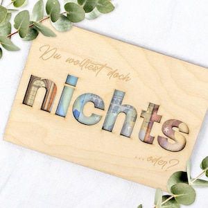 Geldgeschenk Holz Geschenkkarte Nix Geburtstagsgeschenk Nichts