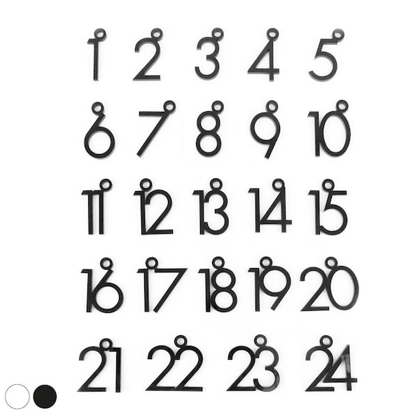 Adventskalender Zahlen | Modern | Schwarz / Weiß | Zahlen 1-24 | Zahlenanhänger für Adventskalender | Geschenkanhänger Weihnachten