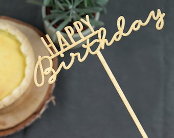 Cake Topper Holz | Happy Birthday | 2 Schriften