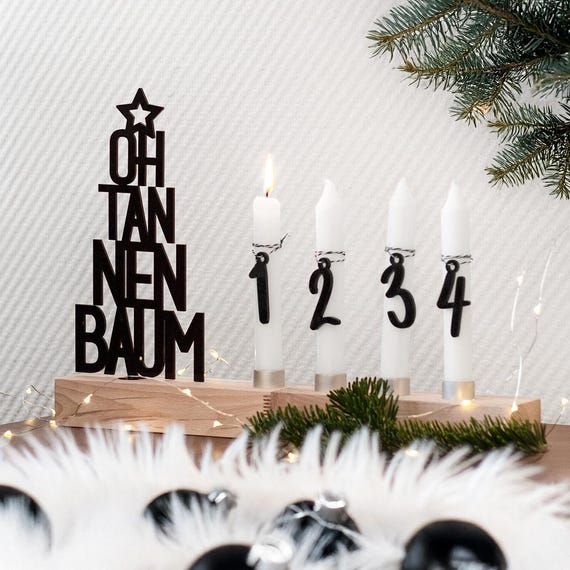 Buy Adventskranz Modern Aus Holz Kerzenhalter Set Länglich Adventsleiste Mit Kerzen Oh Tannenbaum Online in India