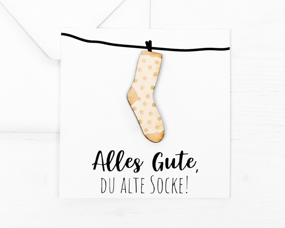 Postkarte Mini Mit Holz Geburtstag Alte Socke Etsy