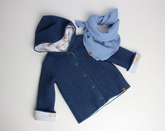 OUTLET: Kinder Walkjacke + Musselintuch | Petrol | Gr. 98 (2-3 Jahre)