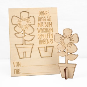 Geschenkkarte Holz | Blume | Abschied Schule / Kindergarten