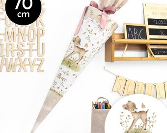 Schultüte aus Stoff personalisierbar mit Wunschname – Fabulous Forest - 70 cm