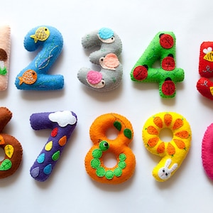Felt numbers / Handmade numbers / Numbers of felt / ABC for kids / Educational toy / Set of numbers / Gift