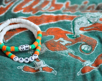University of Miami bracelet- pick your saying: UM- Canes- college football