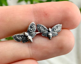 Moth stud earrings, butterfly Earrings, Moth Stud Earrings in Sterling Silver, Insect Earrings, Nature Inspired Animal Earrings,moth jewelry