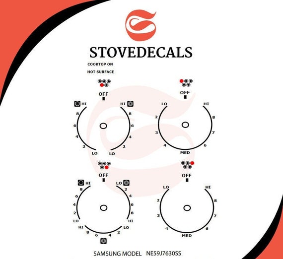 NE59J7630SS Stove Decals 2 Sets Fits Samsung Model Etsy