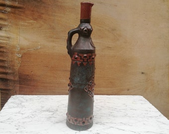 Clay bottle / Water bottle / Wine bottle / Antique bottle / Clay charm / Clay pottery / Handmade bottle / Clay gift / Vintage bottles /